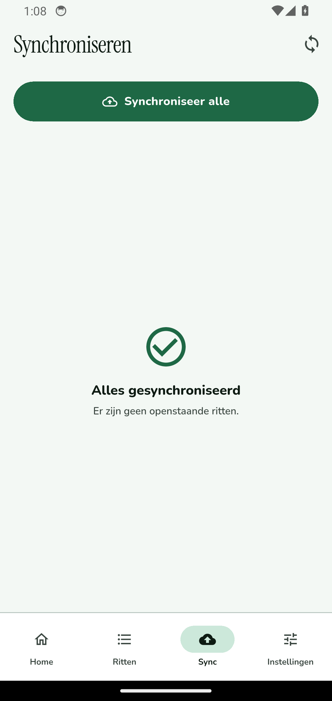 Trajekt synchronisatie scherm uit de raw screenshots